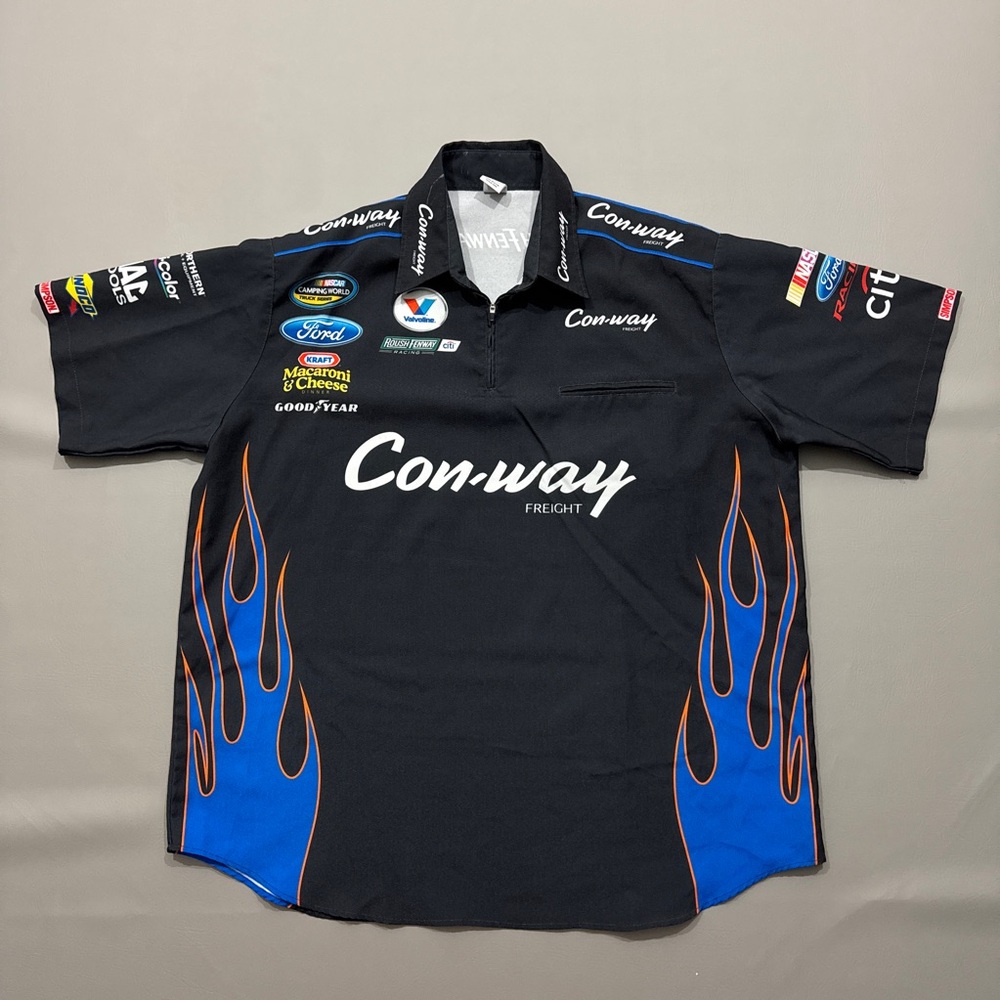 Simpson Nascar Racing Con-way Freight Flames Pit Crew Shirt Ford Goodyear 2XL